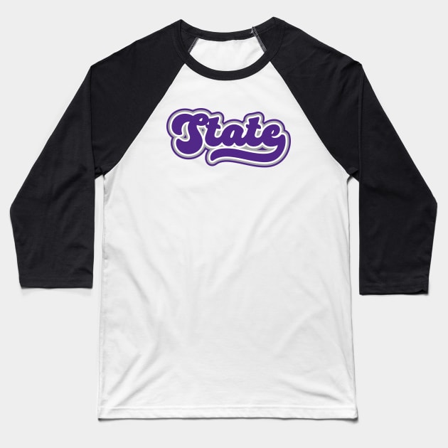 Retro State Script // Kansas Purple Proud Baseball T-Shirt by SLAG_Creative